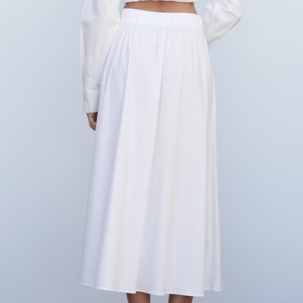 Long White Cotton Maxi Skirt, Elastic Waist, Super Comfy, Size L